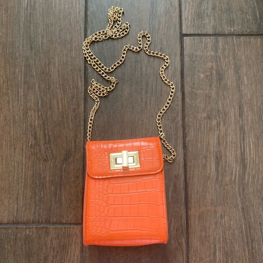 Crossi Croc Flip Cover Orange Crossbody Mini Bag with Chain Strap